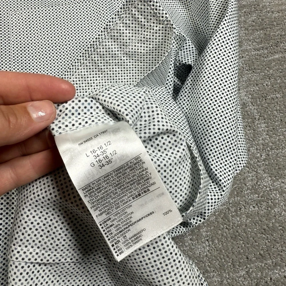 Banana Republic Non Iron Tailored Sim Fit Micro Polka Dot Dress Shirt Mens M
